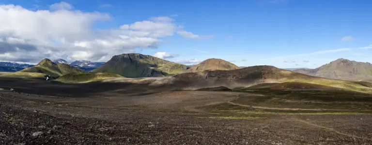 Panorama am Hellismannaleid, hier auf der Etappe Landmannahellir – Afangagil Panorama am Hellismannaleid, auf der Etappe Landmannahellir – Afangagil