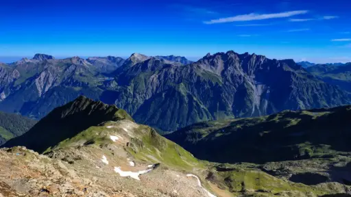 Verwall-Ausblick auf Lechquellengebirge Ausblick vom Verwall nach Norden auf das Lechquellengebirge