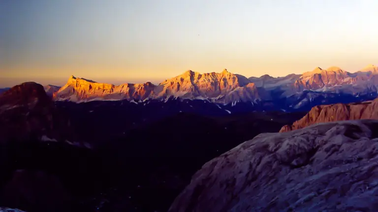Alpenglühen vom Hausberg der Civetta-Hütte, dem Cima di Col Rean