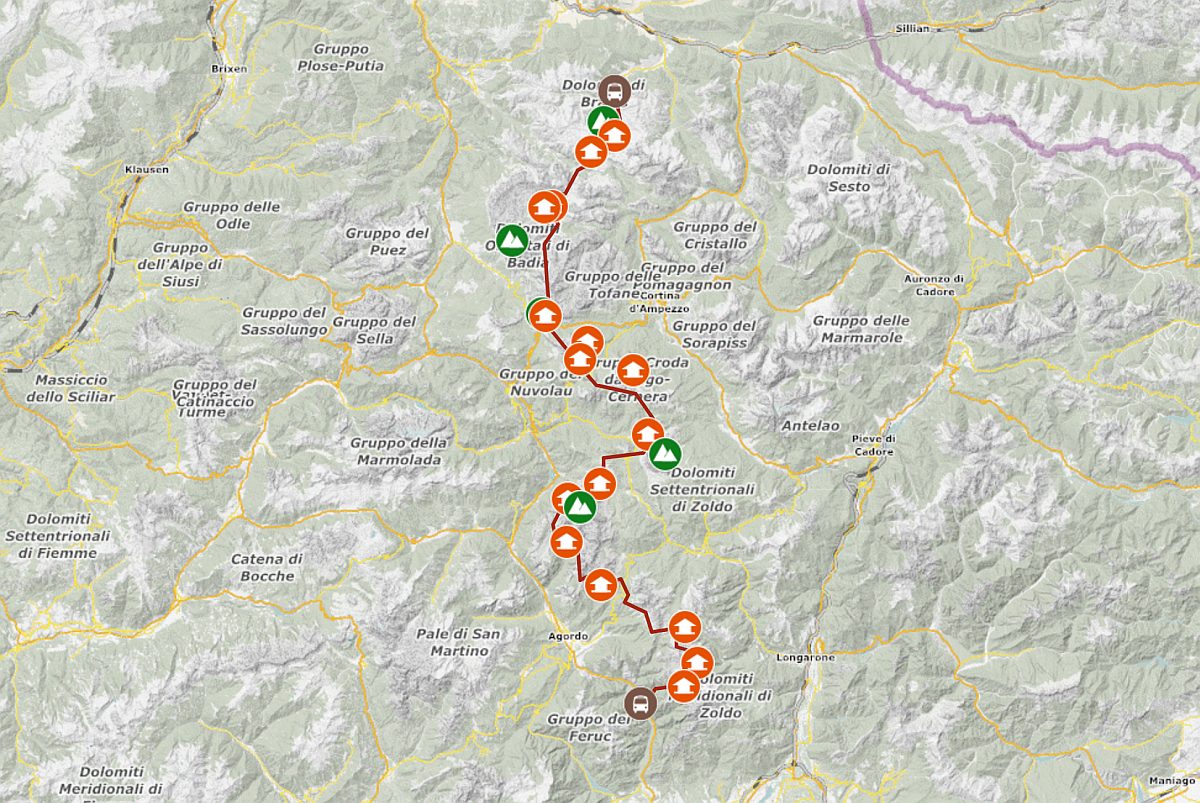 GPS-Track und Karte Dolomiten Höhenweg 1