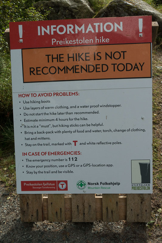 Warnschild: This hike is not recommended today