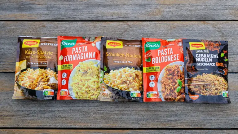 günstige Fertiggerichte als Trekkingnahrung Fertiggerichte als Trekkingnahrung - hier: Käsespätzle, Schinkennudeln und verschiedene Pasta-Gerichte bis zu gebratenen Nudeln