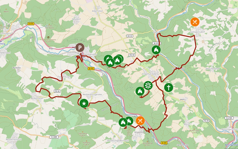 Karte und GPS-Track 1000 Höhenmeter Muggendorf 