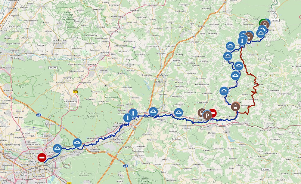 Flusskarte und GPS-Track Pegnitz