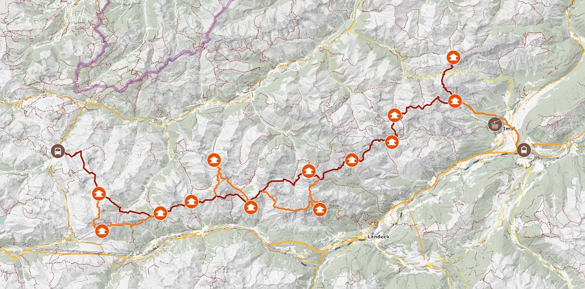 Lechtaler Höhenweg Karte und GPS-Track