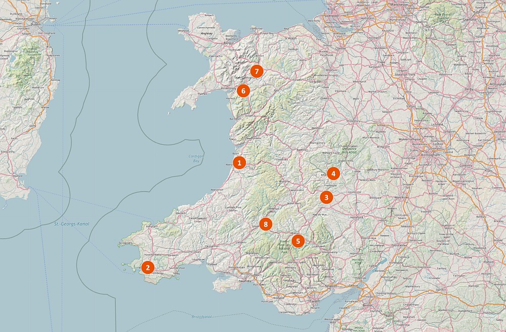 Trekking in Wales - Karte