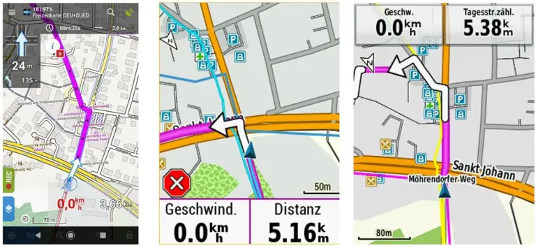 v.l.n.r.: Locus Map, Edge 830, eTRex 30x