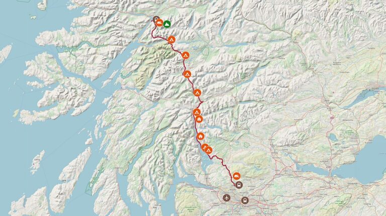 Karte und GPS-Track WHW Karte und GPS-Track des West-Highland-Way (WHW)