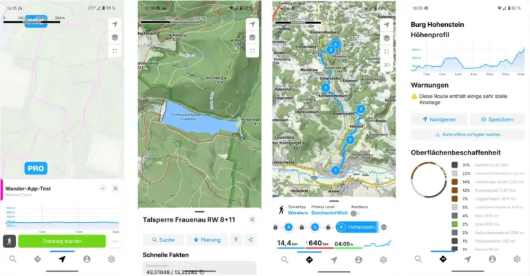 Bergfex - Navigation ohne Abo, Wanderkarte, Planungsansicht, Routendetails