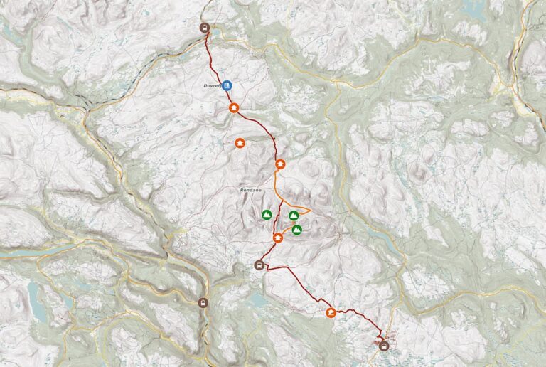 Karte und GPS-Track Rondane Rondane-Karte