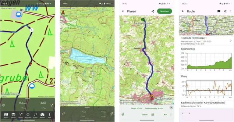 Topo-GPS: Trackansicht, Topo-Karte Deutschland, Planungsansicht, Routendiagramme