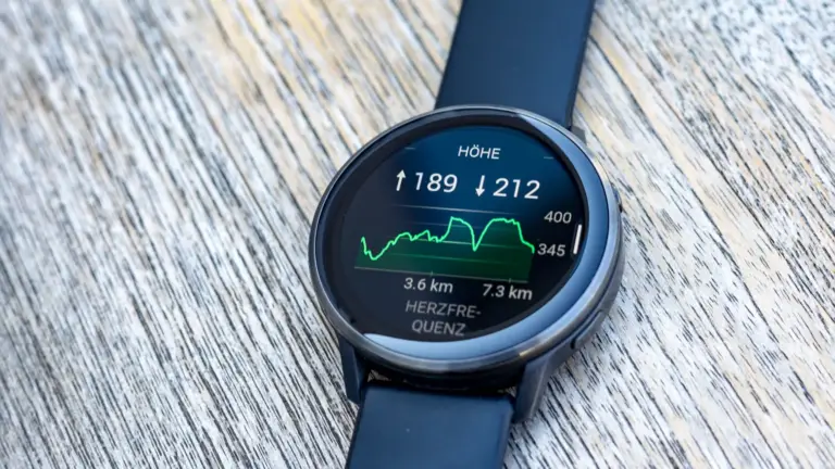 Höhenprofil mit Auf- und Abstiegsmetern einer Track-Aufzeichnung auf der Garmin Venu 4 Höhenprofil