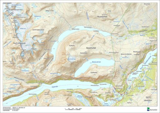 Kartverket-Druck norwegische Turkart, hier für Jotunheimen (© kartverket.no)