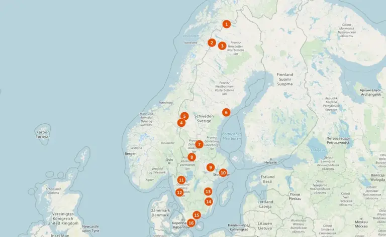 Karte von Trekkingtouren Schweden Karte von Trekkingtouren Schweden