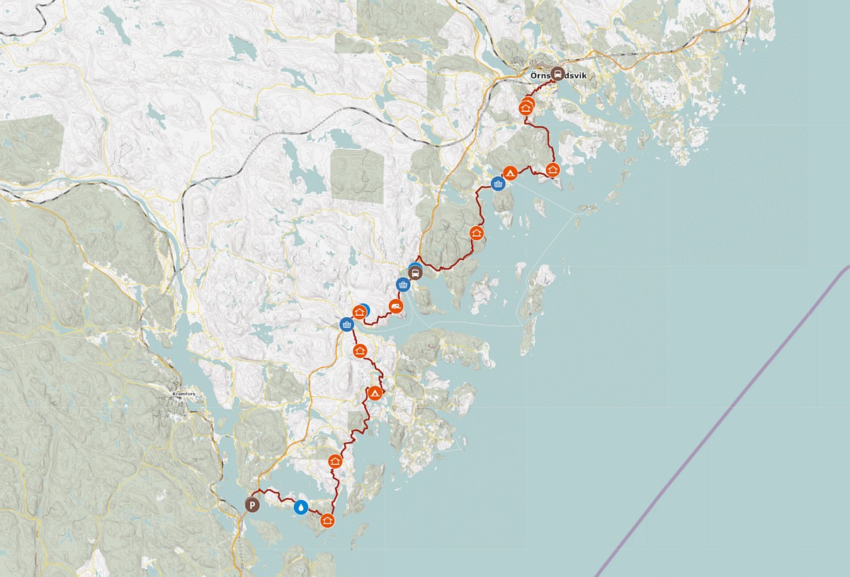 Karte und GPS-Track Höga Kustenleden