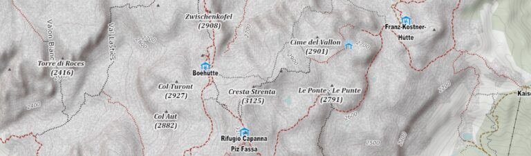 Wegekategorien in einer OSM-Wanderkarte