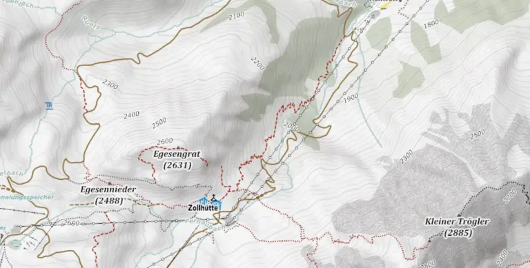 eigene OSM-Wanderkarte: hier die Karte von TrekkingTrails.de eigene OSM-Wanderkarte: hier die von TrekkingTrails.de