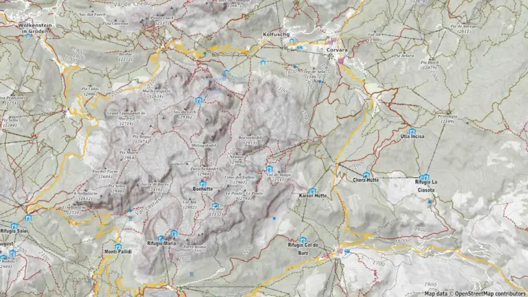 OSM-Wanderkarten: Beispielkarte auf Basis von OpenStreetMap Beispiel einer selbst erstellten Wanderkarte auf Basis von OpenStreetMap mit eigenem Kartenstil.