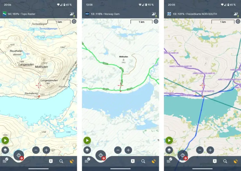 Wanderkarten Norwegen: Norgeskart Topo, OpenAndroMaps, Freizeitkarte