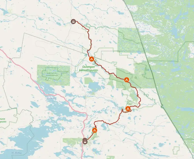 Karte und GPS-Track Karhunkierros Karte und GPS-Track Karhunkierros mit Zeltplätzen